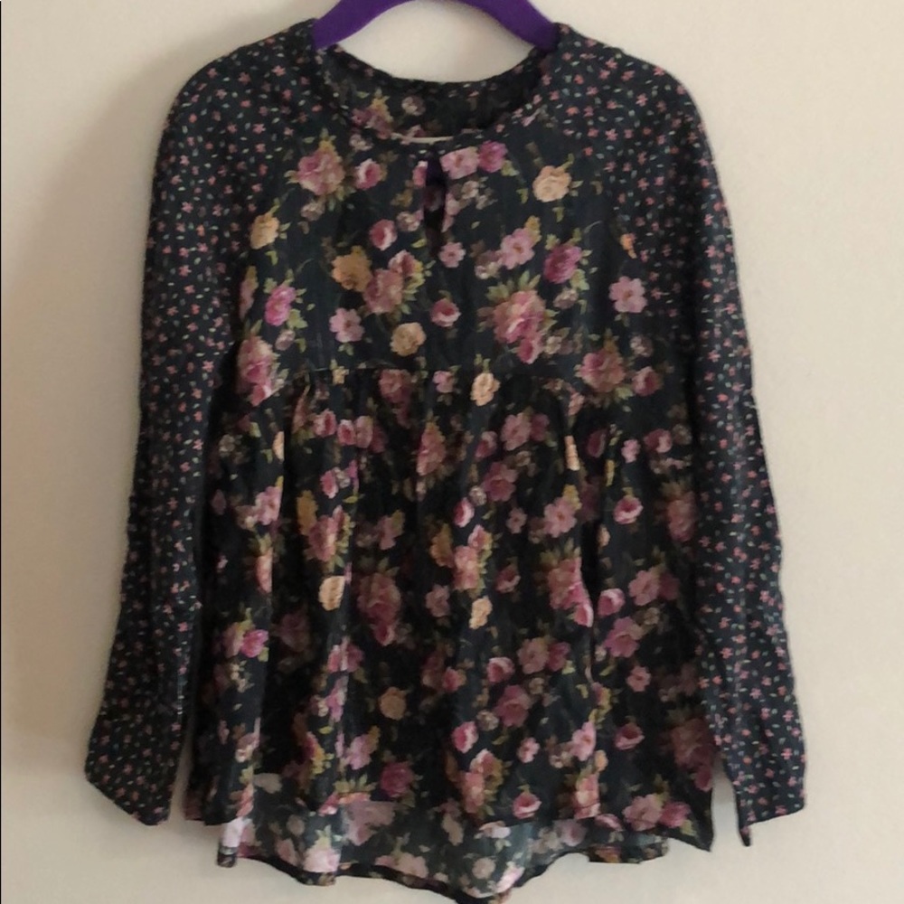 Zara Girls floral blouse size 7 fits 5-6